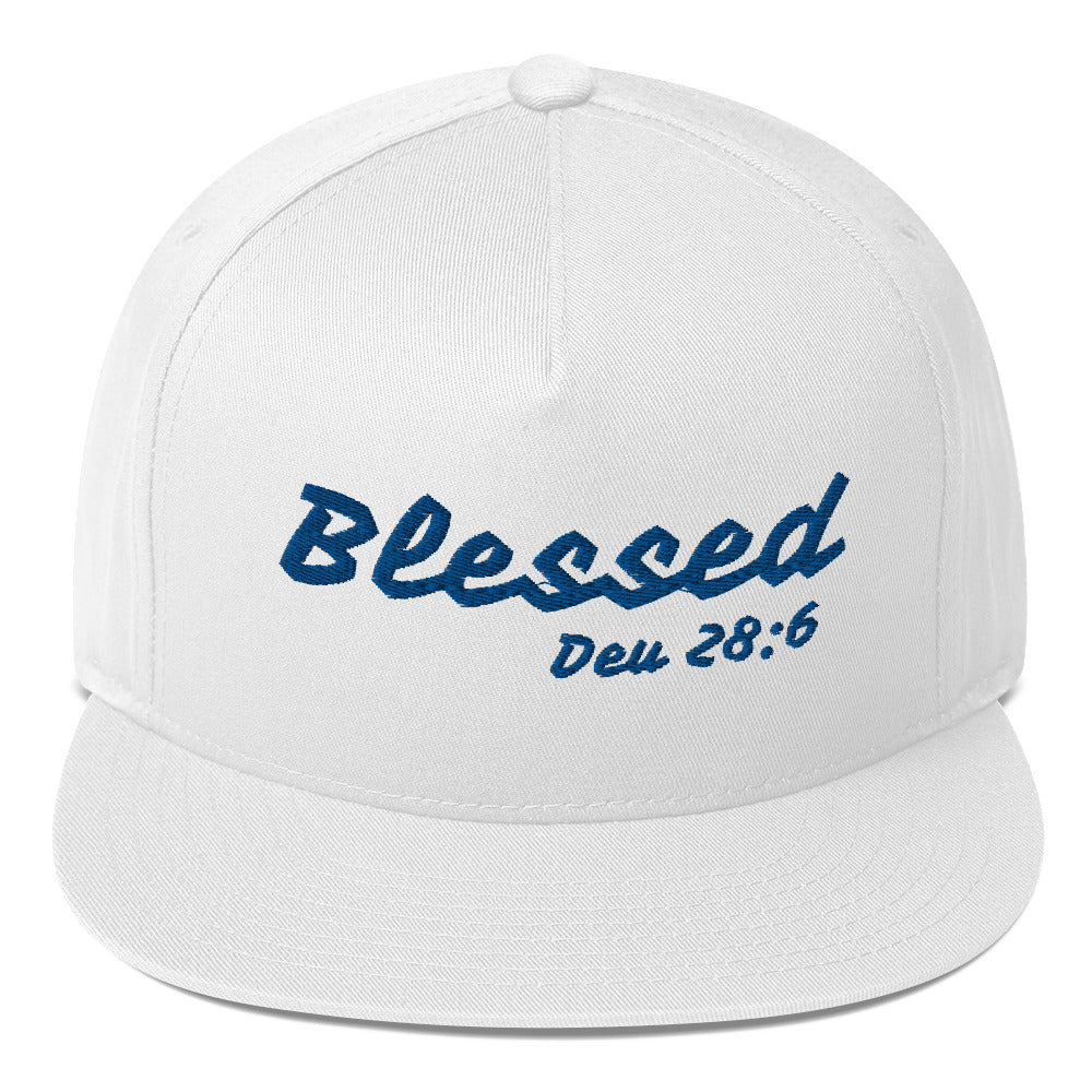 White Flat Bill Cap "Blessed"