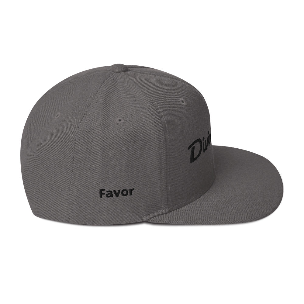 Snapback Hat with "Divine Favour" embroidered at the front and "favour" at the right hand side, (available in 3 colours)